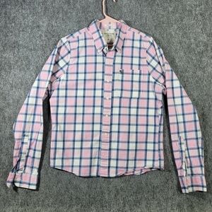 Abercrombie & Fitch Men's XL Muscle Fit Long Sleeve Plaid Shirt Blue Pink